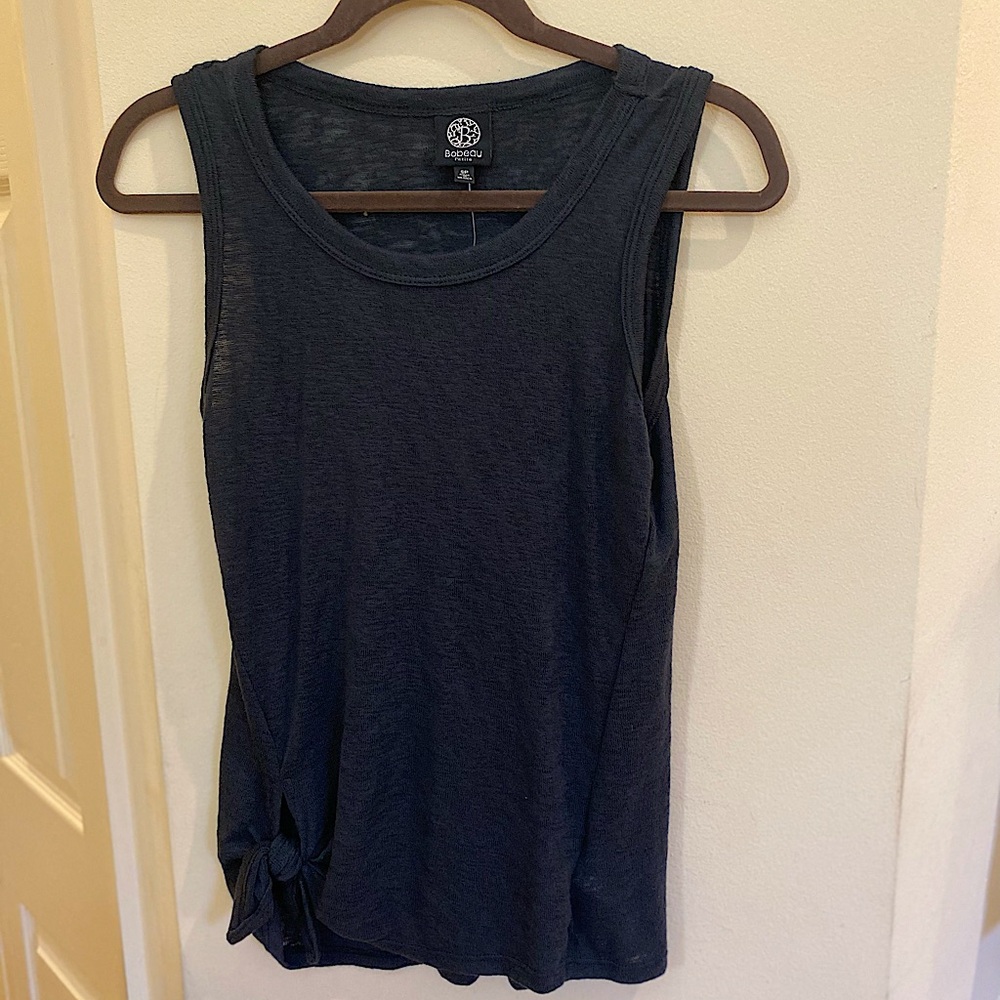 Black tank top with knot at waist